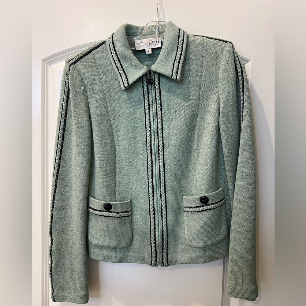St. John Mint Green Knit Blazer